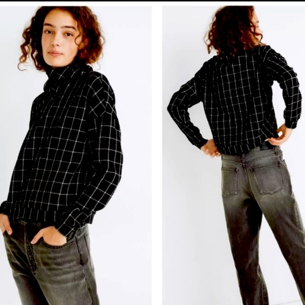 Madewell Textured Turtleneck Top in Windowpane Size XL